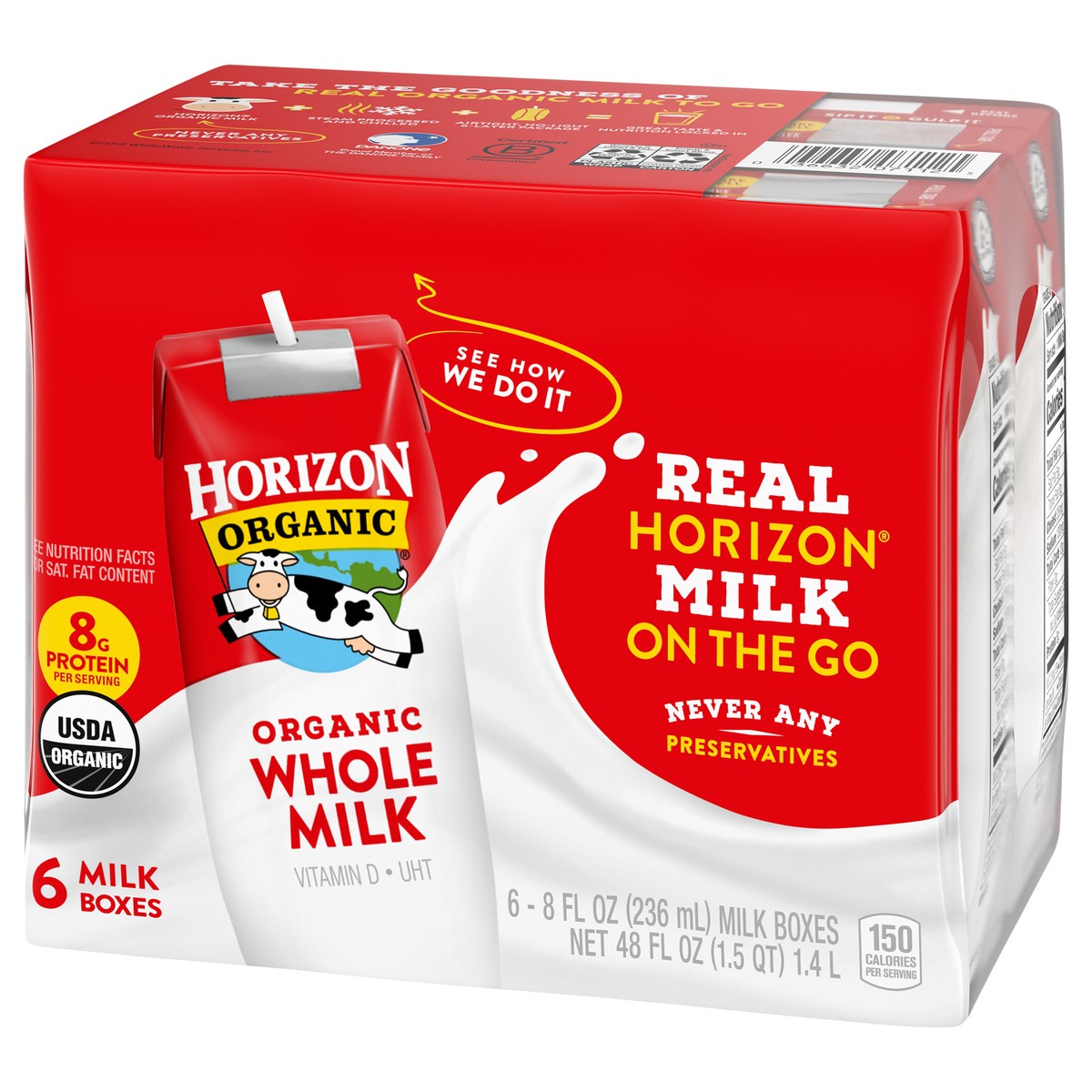 slide 5 of 9, Horizon Organic Shelf-Stable Whole Milk Boxes, 8 oz., 6 Pack, 48 fl oz