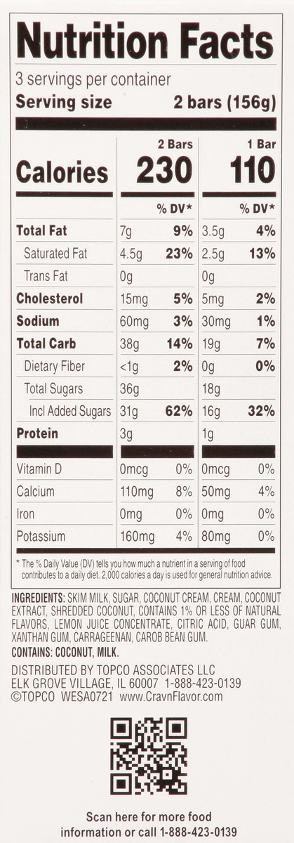 slide 14 of 14, Crav'n Flavor Coconut Cream Fruit Bars 6 ea, 6 ct
