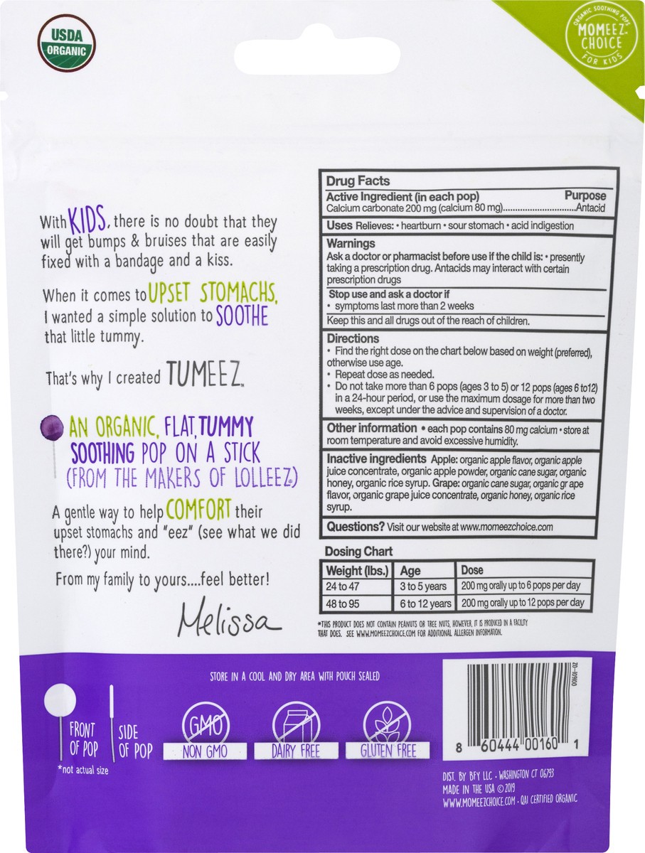 slide 3 of 8, Momeez Choice Tumeez Organic Tummy Soothing Grape/Apple Pops for Kids Variety Pack 10 ea, 10 ct