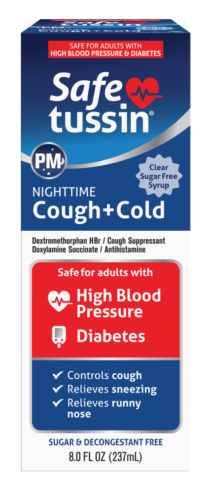 slide 1 of 5, Safetussin® Nighttime Cough + Cold Relief Liquid, 8 fl oz