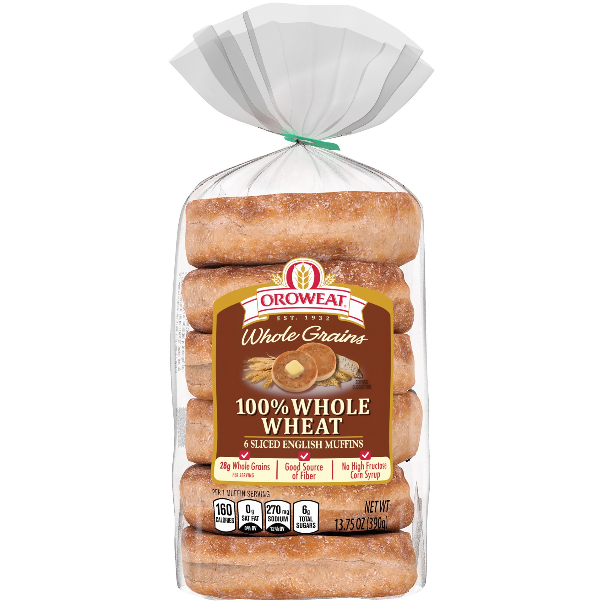 slide 9 of 10, Oroweat 100% Whole Wheat English Muffins - 13.75oz/6ct, 