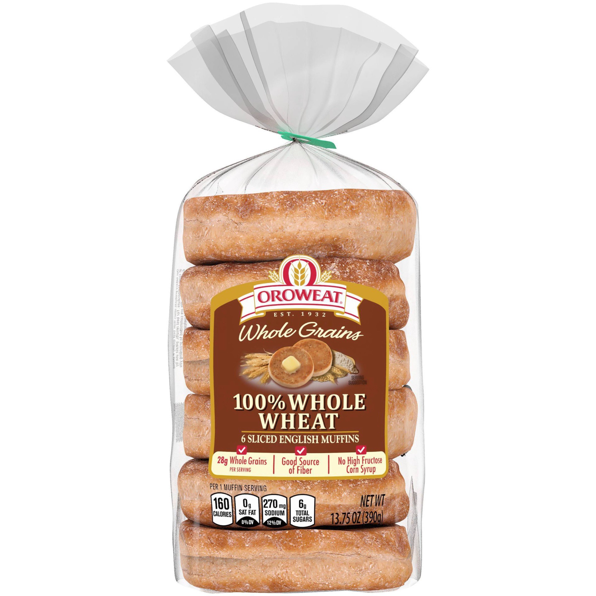 slide 1 of 10, Oroweat 100% Whole Wheat English Muffins - 13.75oz/6ct, 