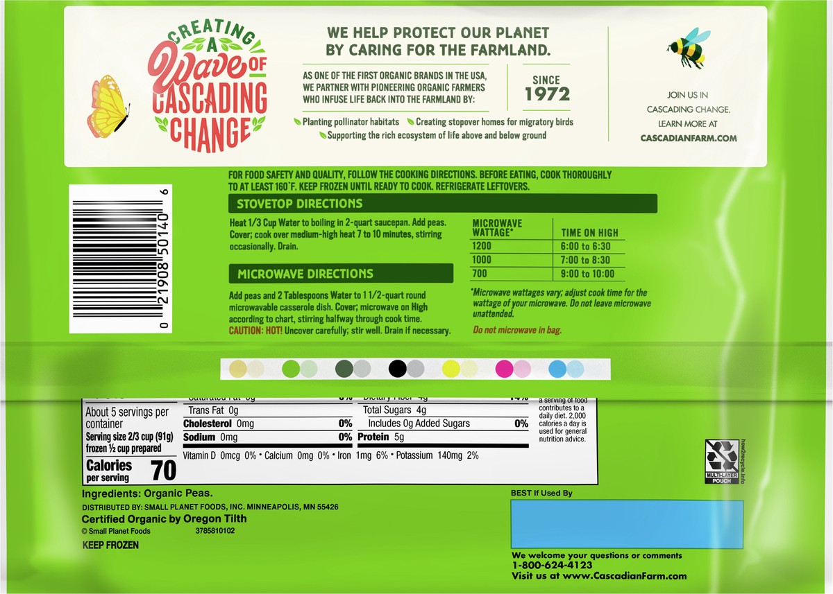 slide 7 of 9, Cascadian Farm Organic Garden Peas, Frozen Vegetables, 16 oz., 16 oz