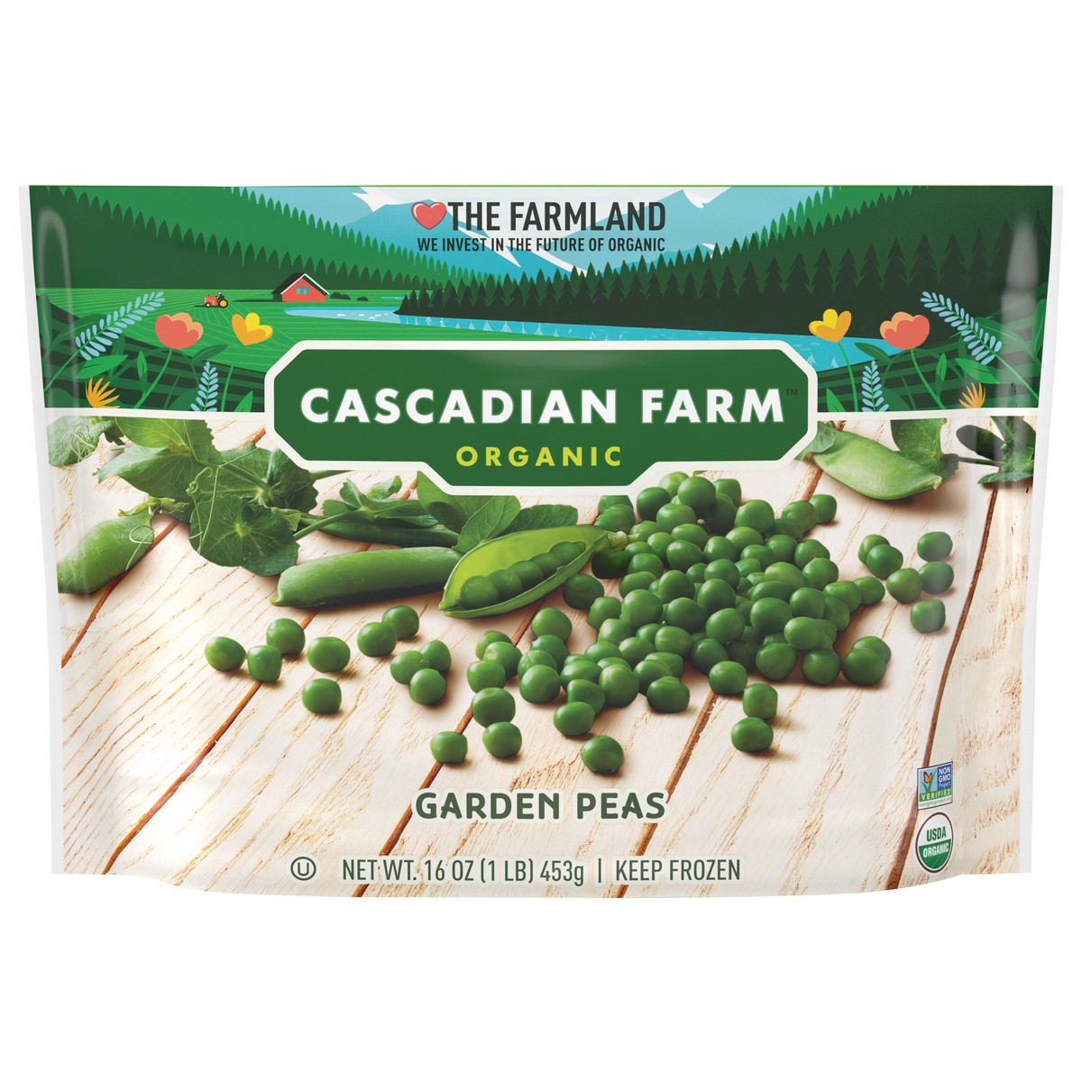 slide 1 of 9, Cascadian Farm Organic Garden Peas, Frozen Vegetables, 16 oz., 16 oz