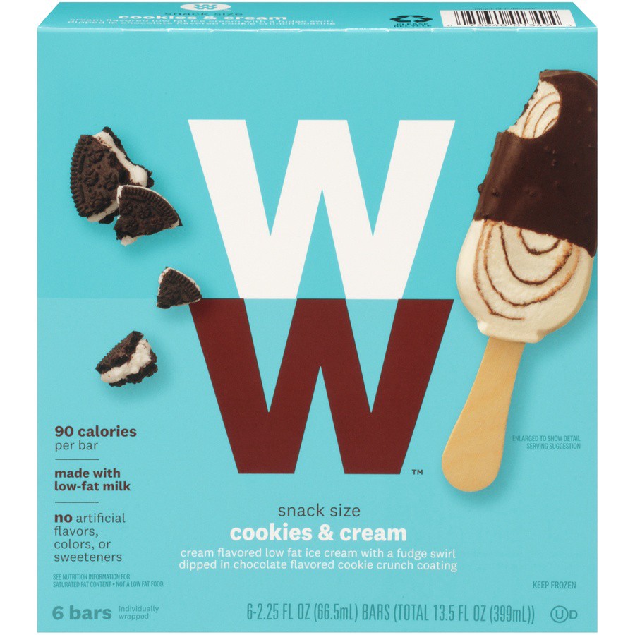 slide 1 of 4, Weight Watchers Cookies and Cream Ice Cream Snack Size Bar, 2.25 fl oz