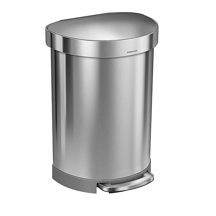 slide 1 of 5, simplehumanSemi-Round Step-On Trash Can with Liner Rim, 60 liter