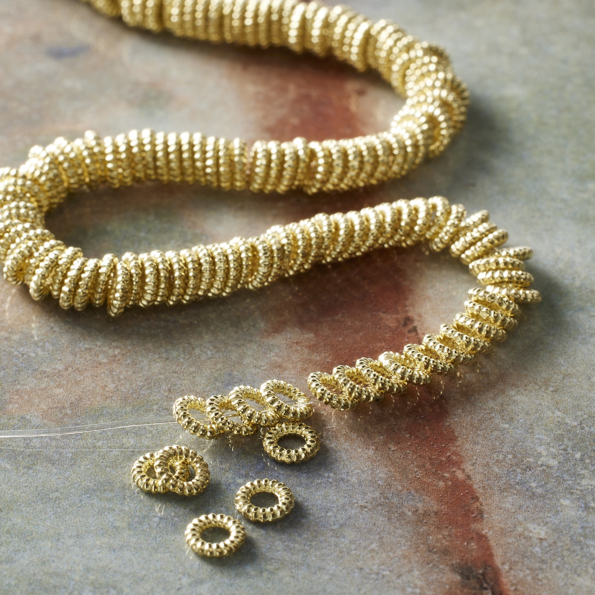 slide 2 of 3, Gold Metal Rondelle Beads, 4mm By Bead Landing, 4 mm