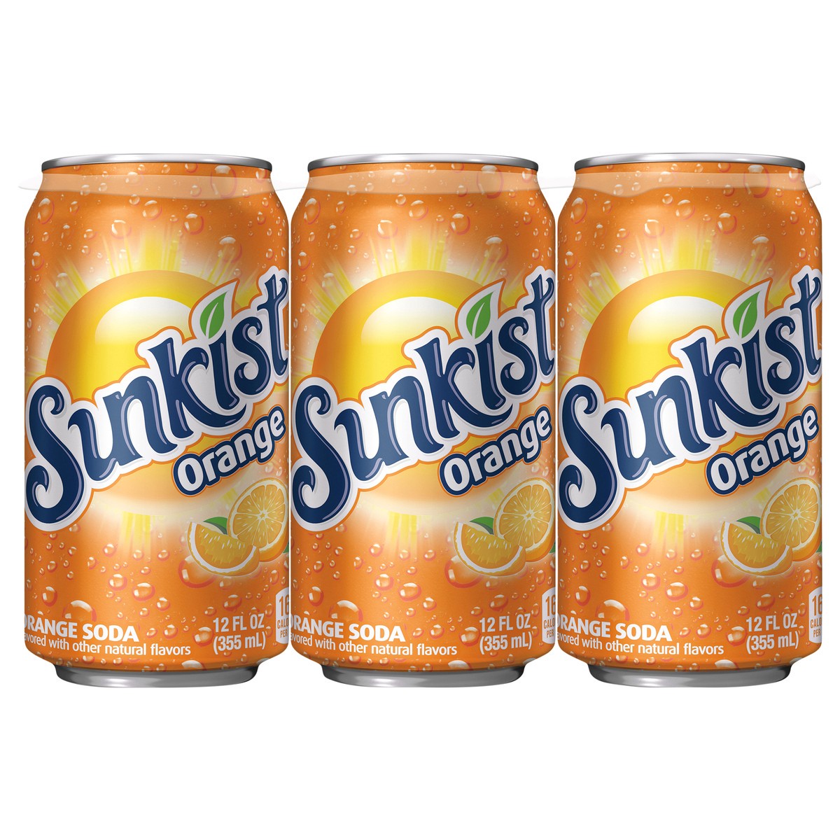 slide 9 of 9, Sunkist Orange Soda, 12 fl oz cans, 6 pack, 72 oz