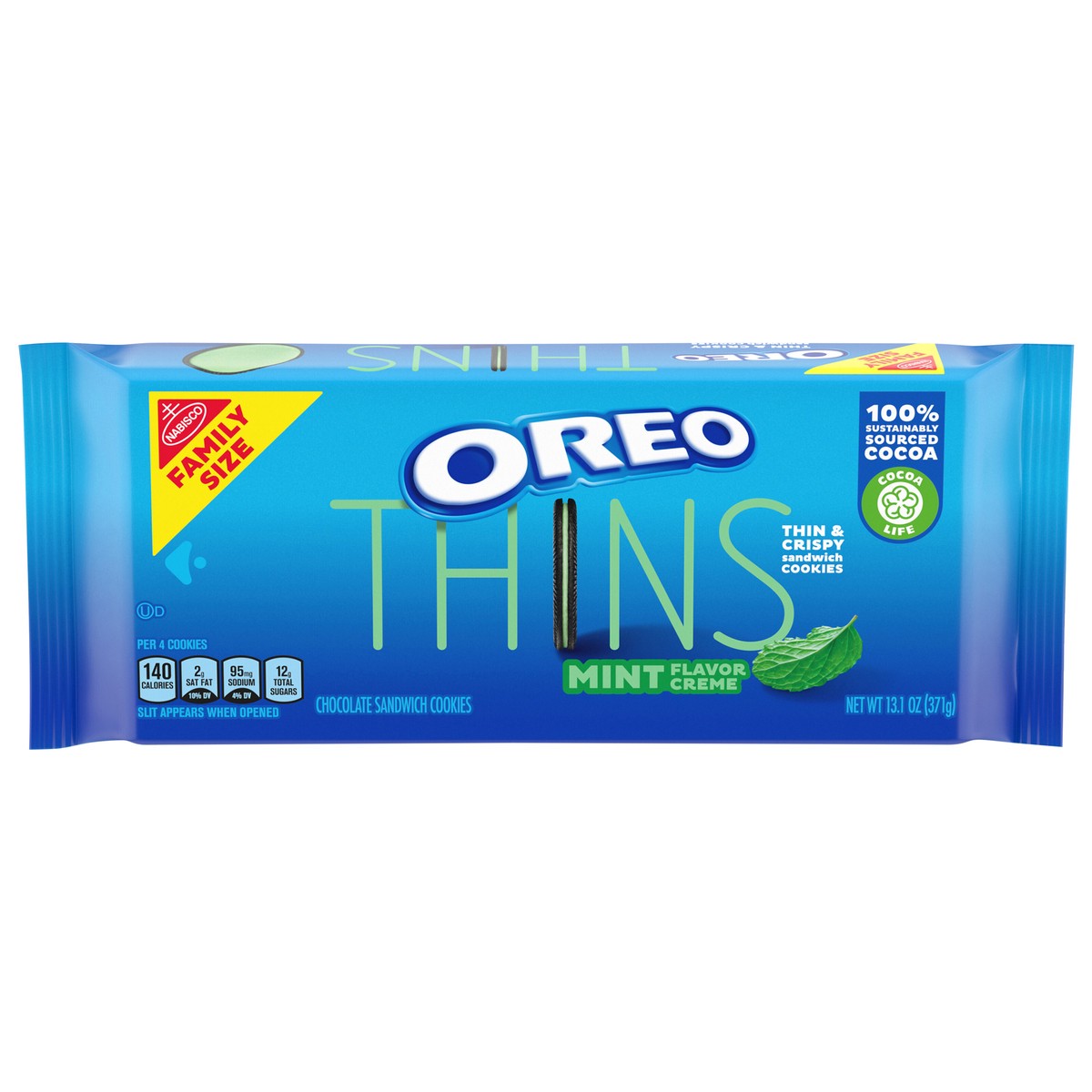 slide 1 of 9, OREO Thins Mint Flavor Creme Chocolate Sandwich Cookies - 13.1oz, 13.1 oz