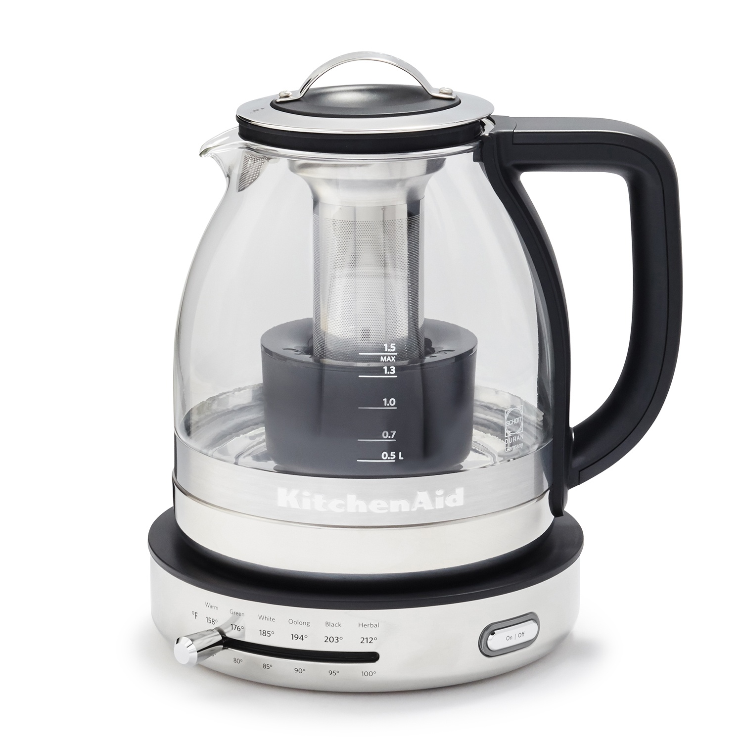 slide 1 of 1, KitchenAid Kitchenaid Glass Tea Kettle with 5 Specialty Settings, 1 ct