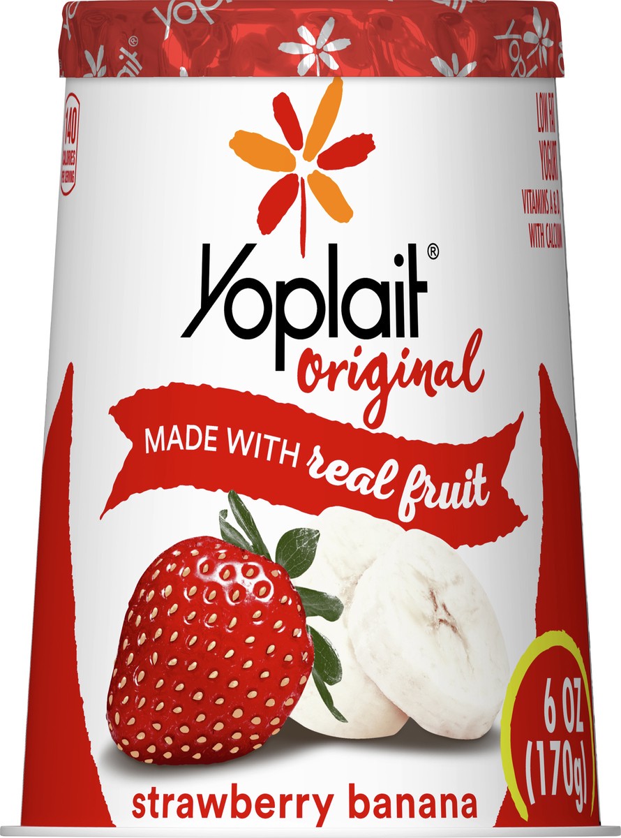 slide 4 of 9, Yoplait Original Strawberry Banana Low Fat Yogurt, 6 OZ Yogurt Cup, 6 oz