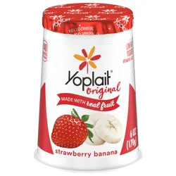 Yoplait Original Low Fat Strawberry Banana Yogurt Cup, Made with Real Fruit, 6 oz