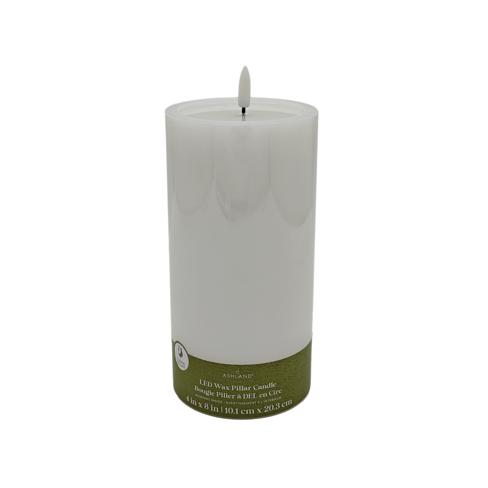 slide 3 of 3, 4" X 8" Led Wax Pillar Flickering Candle By Ashland, 4 in x 8 in