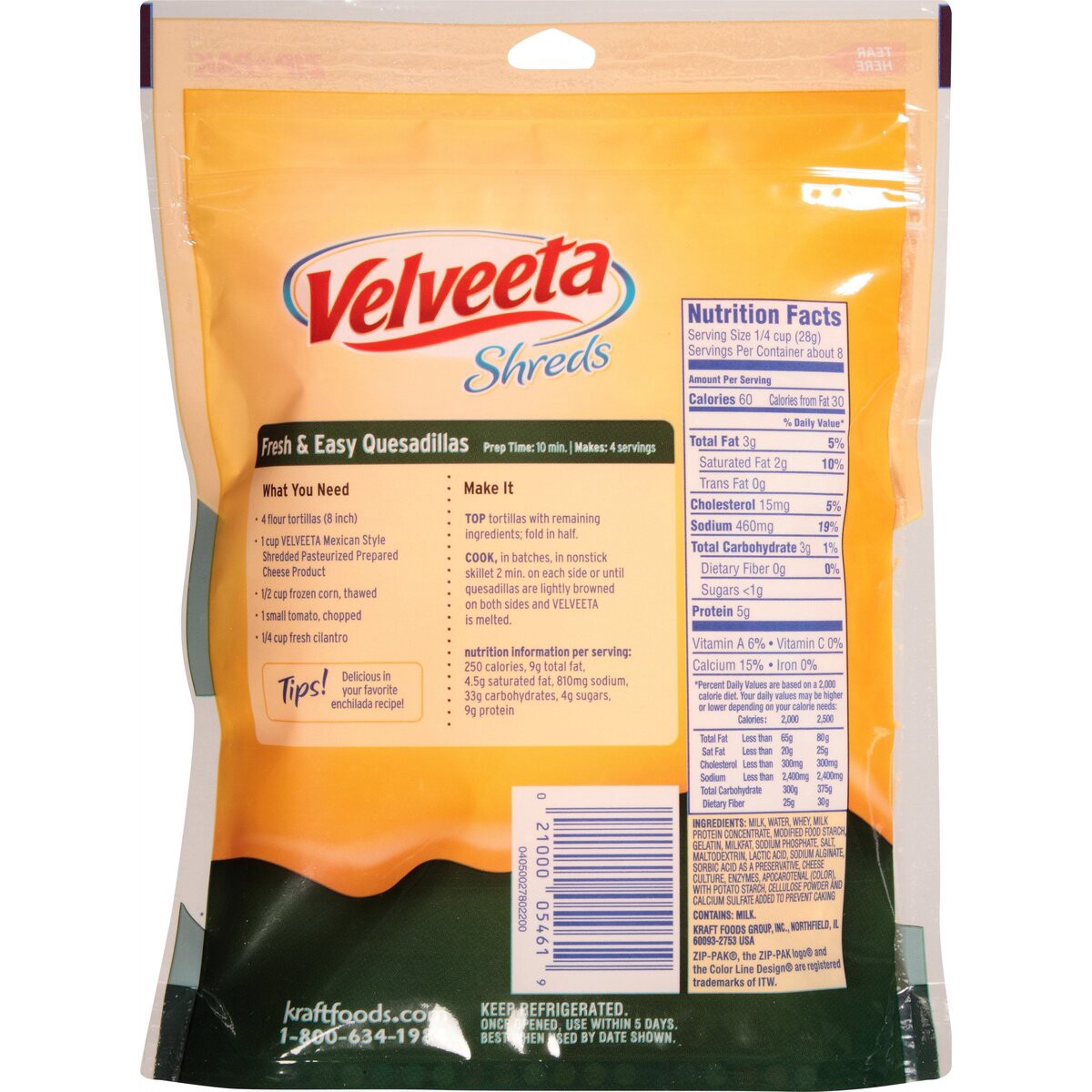 slide 7 of 7, Velveeta Shreds Mexican Style Blend Shredded Cheese, 8 oz Bag, 8 oz