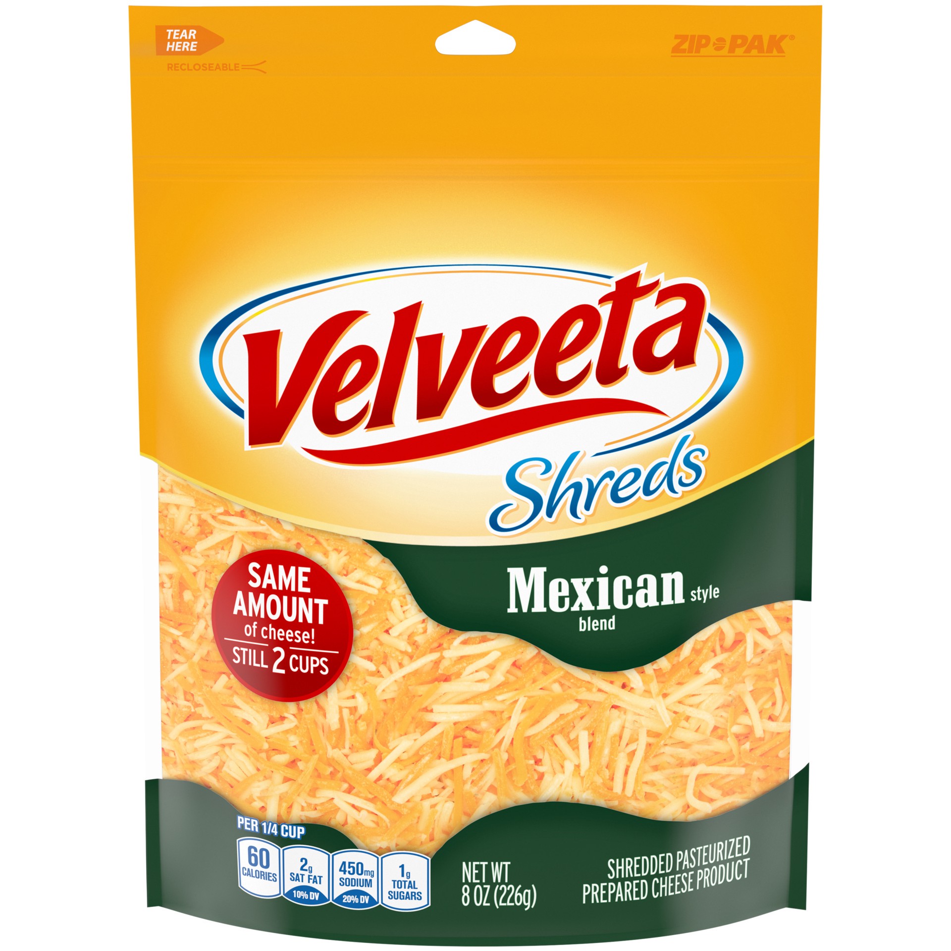 slide 1 of 7, Velveeta Shreds Mexican Style Blend Shredded Cheese, 8 oz Bag, 8 oz