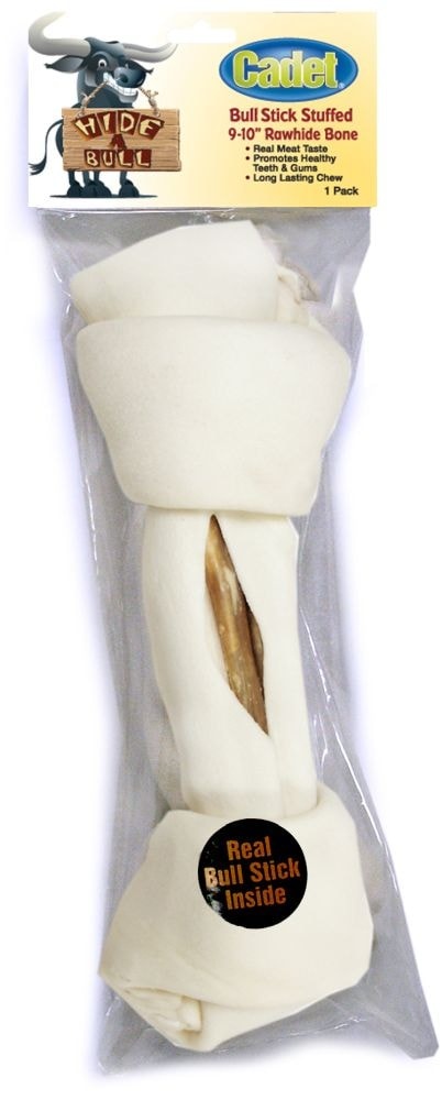 slide 1 of 1, Cadet Bull Stick Stuffed Rawhide Bone 9-10 Inch, Size 9-10