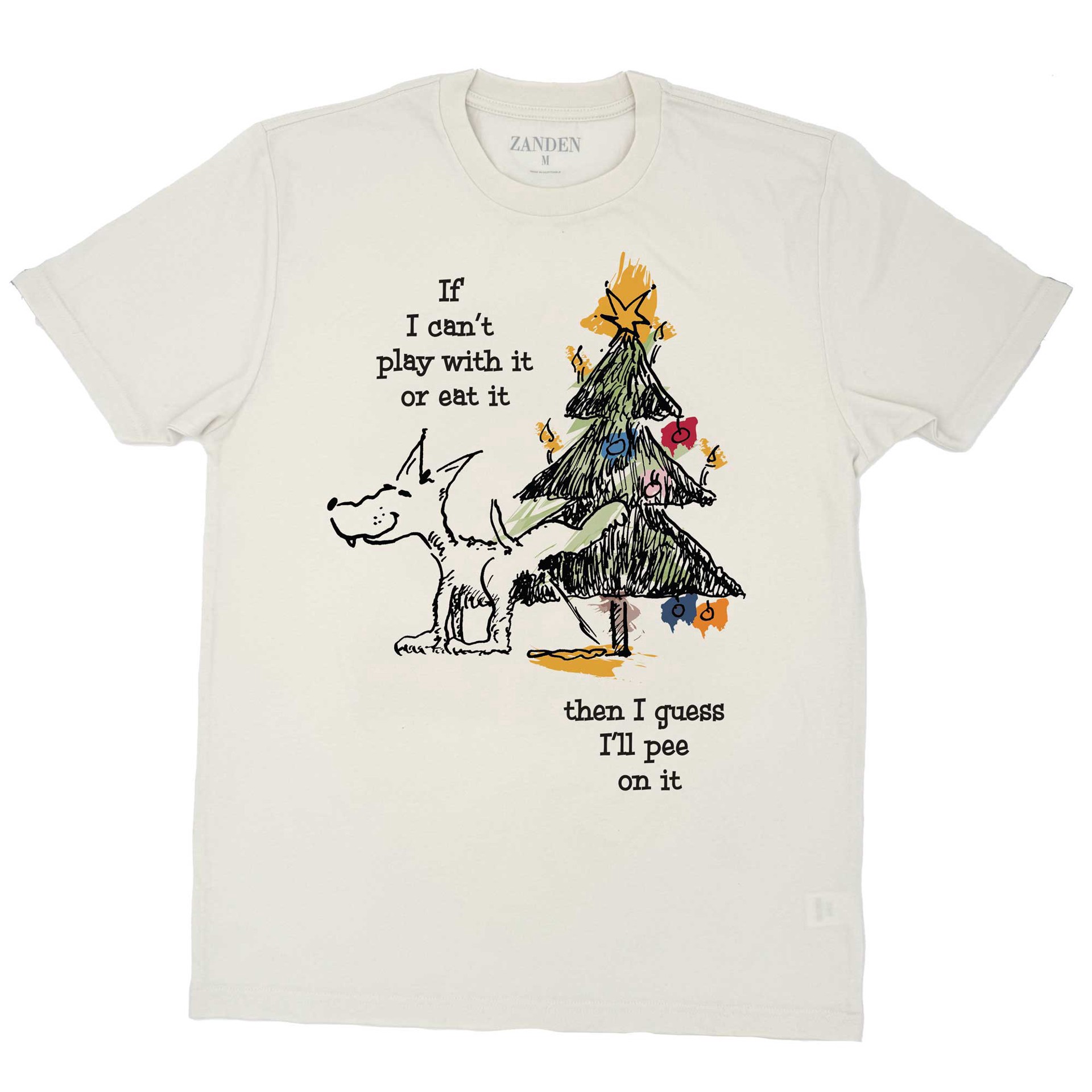 slide 1 of 1, Zanden Naughty List Dog Holiday Adult T-Shirt, Medium, 1 ct