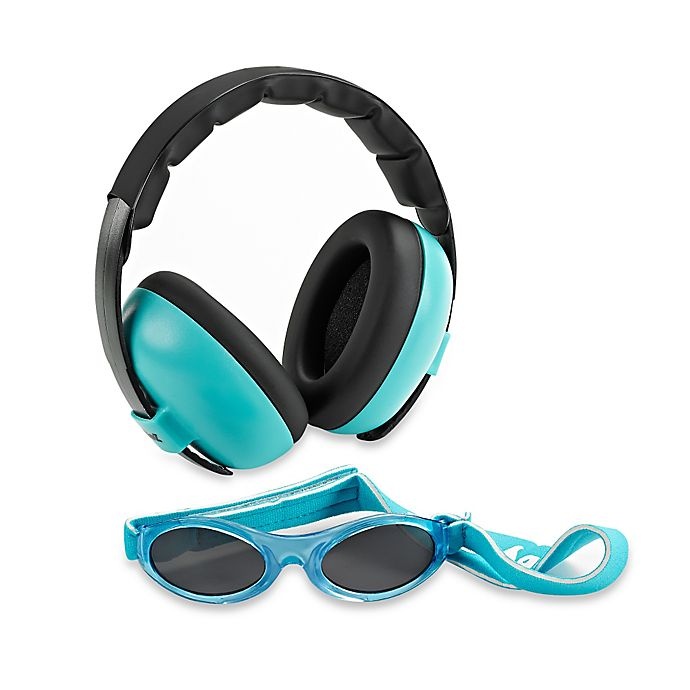 slide 1 of 1, Baby Banz Size 0-2 Years earBanZ Hearing Protection with Sunglasses - Aqua, Size 0-2