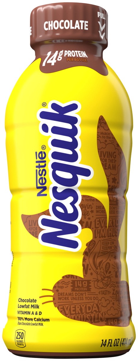 slide 1 of 7, Nesquik Chocolate Lowfat Milk, Ready to Drink 14 fl oz., 14 fl oz