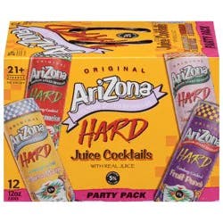 AriZona Hard Mucho Mango/Watermelon/Fruit Punch/Kiwi Strawberry Juice Cocktails with Real Juice Party Pack 12 - 12 fl oz Cans