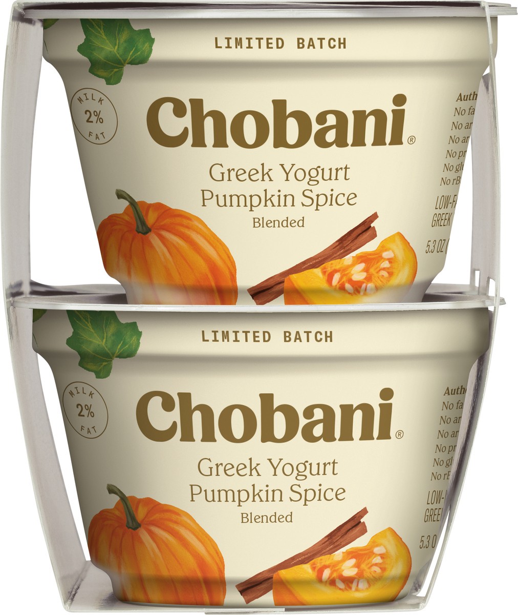 slide 4 of 9, Chobani Greek Low-Fat Pumpkin Spice Blended Yogurt Value Pack 4 - 5.3 oz Cups, 4 ct