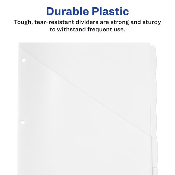 slide 4 of 7, Avery Write And Erase Plastic Divider, 5 Tabs, White, 1 ct