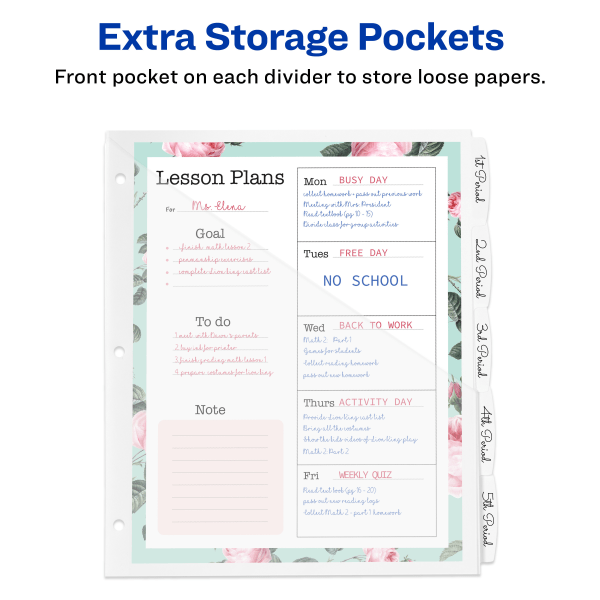 slide 3 of 7, Avery Write And Erase Plastic Divider, 5 Tabs, White, 1 ct