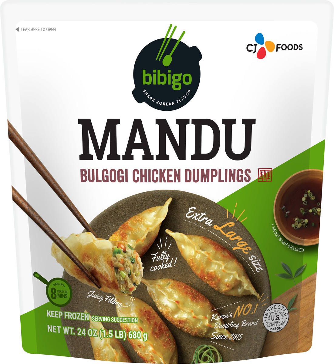 slide 2 of 4, Mandu Bulgogi Chicken Dumplings, 24 oz