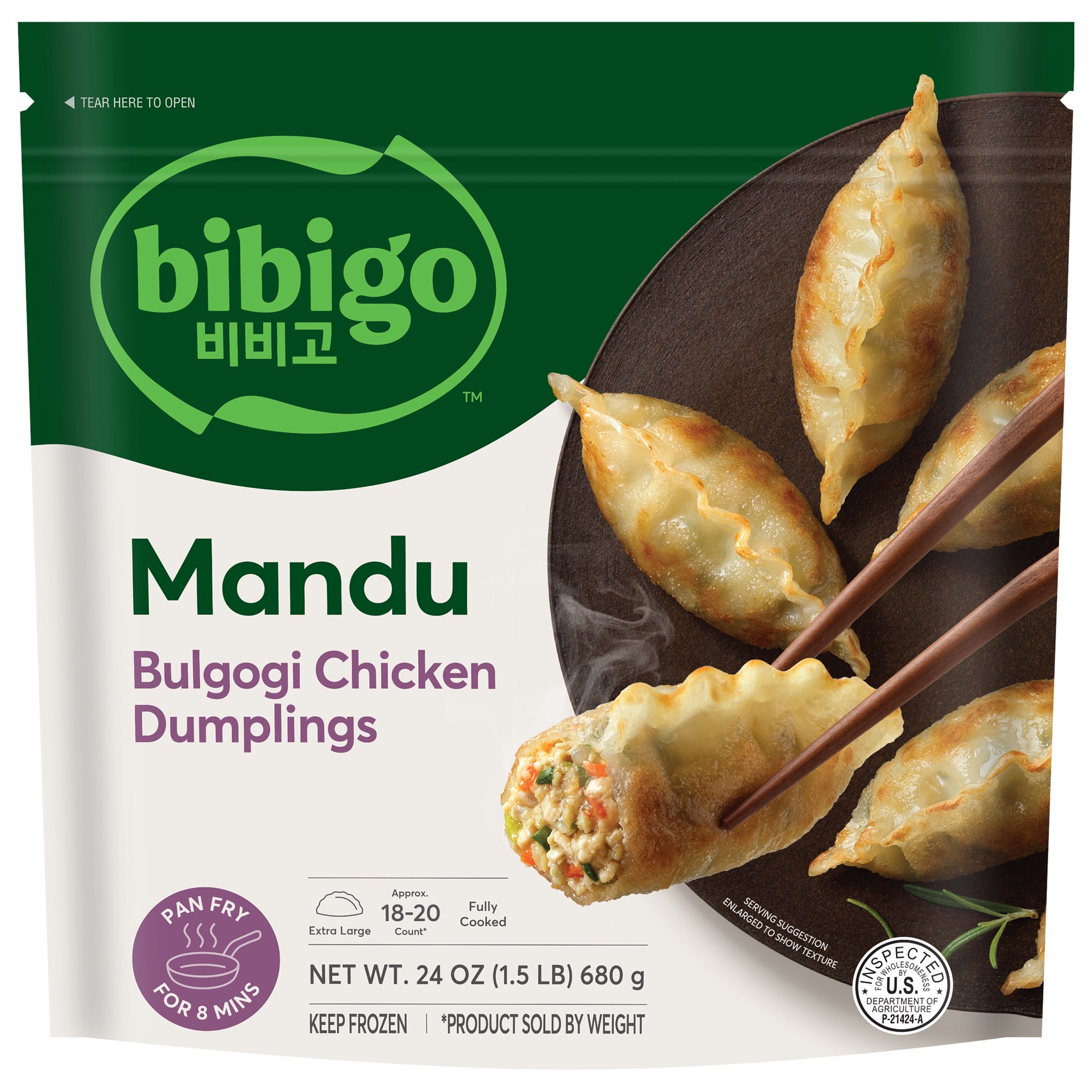 slide 1 of 4, Mandu Bulgogi Chicken Dumplings, 24 oz