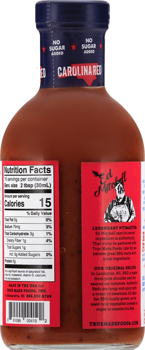 slide 5 of 9, True Made Foods Pitmaster Carolina Red BBQ Sauce 18 oz, 18 oz