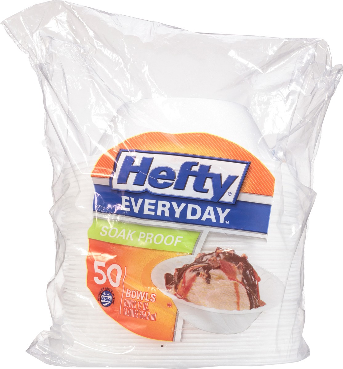 slide 4 of 9, Hefty Everyday Soak-Proof Foam Bowls, White, 12 Ounce, 50 Count, 0.28 lb