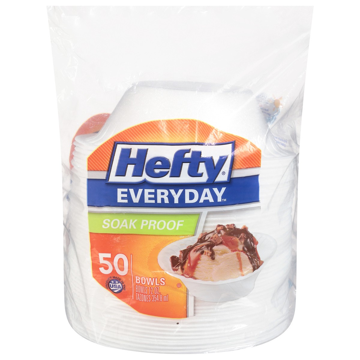 slide 3 of 9, Hefty Everyday Soak-Proof Foam Bowls, White, 12 Ounce, 50 Count, 0.28 lb