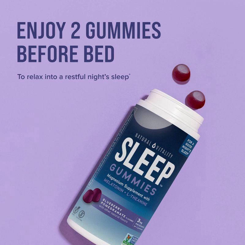 slide 8 of 9, Natural Vitality Calm Nature's Vitality CALM Sleep Blueberrry Pomegranate Magnesium Citrate Gummies 60 Ct, 60 ct