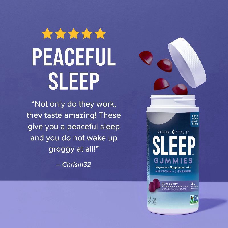 slide 3 of 9, Natural Vitality Calm Nature's Vitality CALM Sleep Blueberrry Pomegranate Magnesium Citrate Gummies 60 Ct, 60 ct