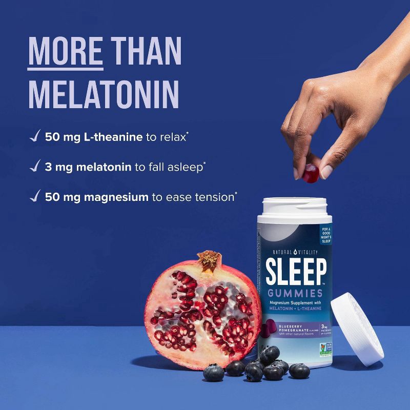 slide 6 of 9, Natural Vitality Calm Nature's Vitality CALM Sleep Blueberrry Pomegranate Magnesium Citrate Gummies 60 Ct, 60 ct