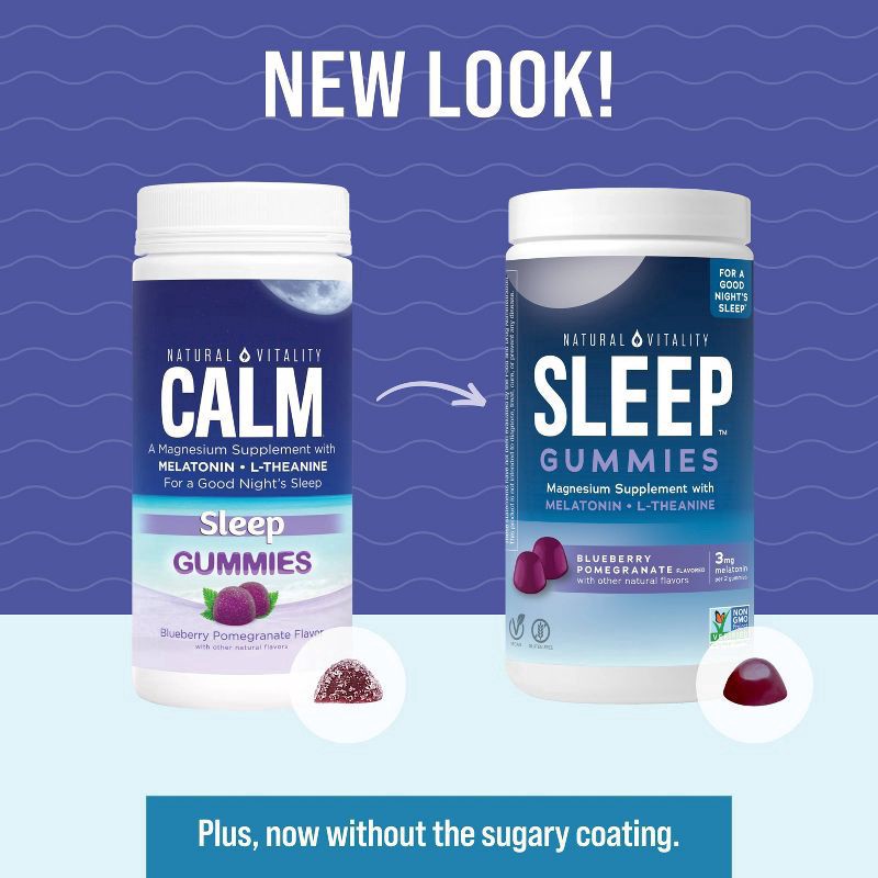 slide 2 of 9, Natural Vitality Calm Nature's Vitality CALM Sleep Blueberrry Pomegranate Magnesium Citrate Gummies 60 Ct, 60 ct