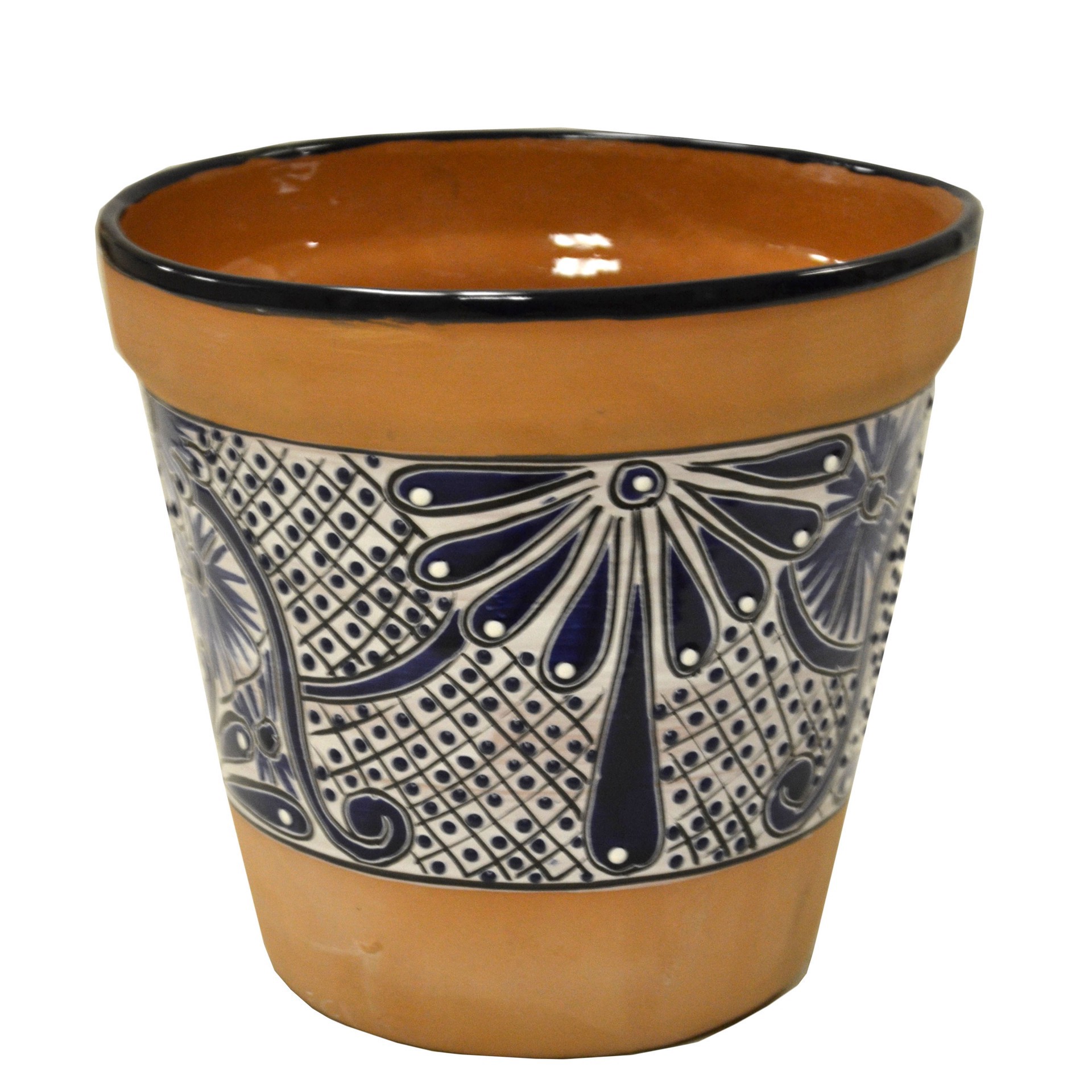 slide 1 of 1, Blue Orange Pottery Blue Talavera Planter 4, 1 ct