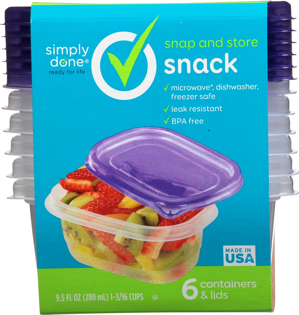 slide 1 of 12, Simply Done 9.5 Ounce Snack Containers & Lids 1 ea, 1 ct