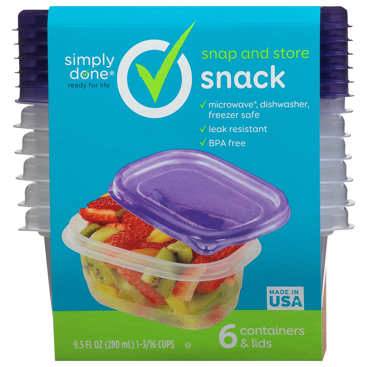 slide 12 of 12, Simply Done 9.5 Ounce Snack Containers & Lids 1 ea, 1 ct