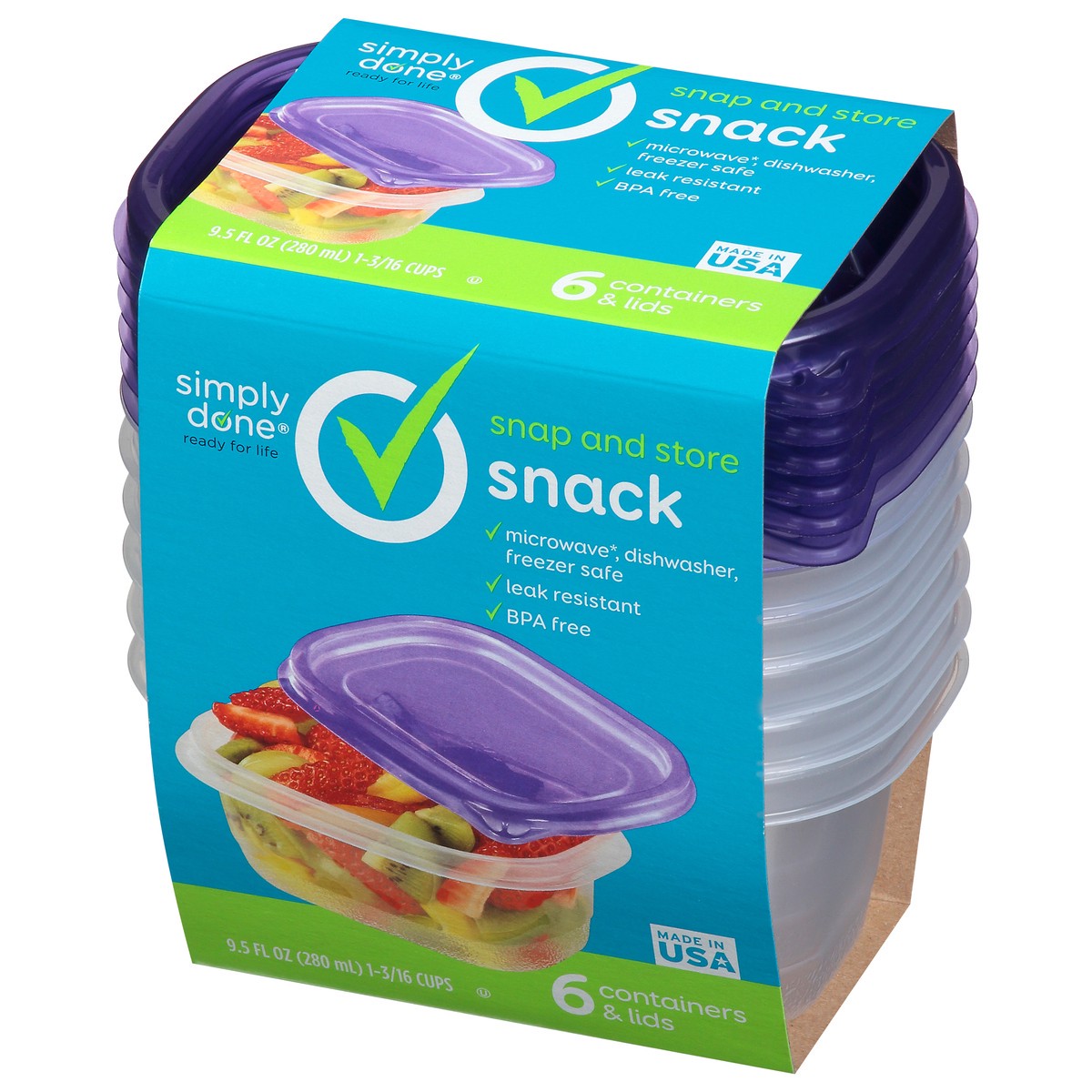 slide 5 of 12, Simply Done 9.5 Ounce Snack Containers & Lids 1 ea, 1 ct