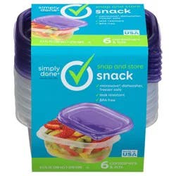 Simply Done 9.5 fl oz Snap-Top Snack Containers & Lids, 6 Each