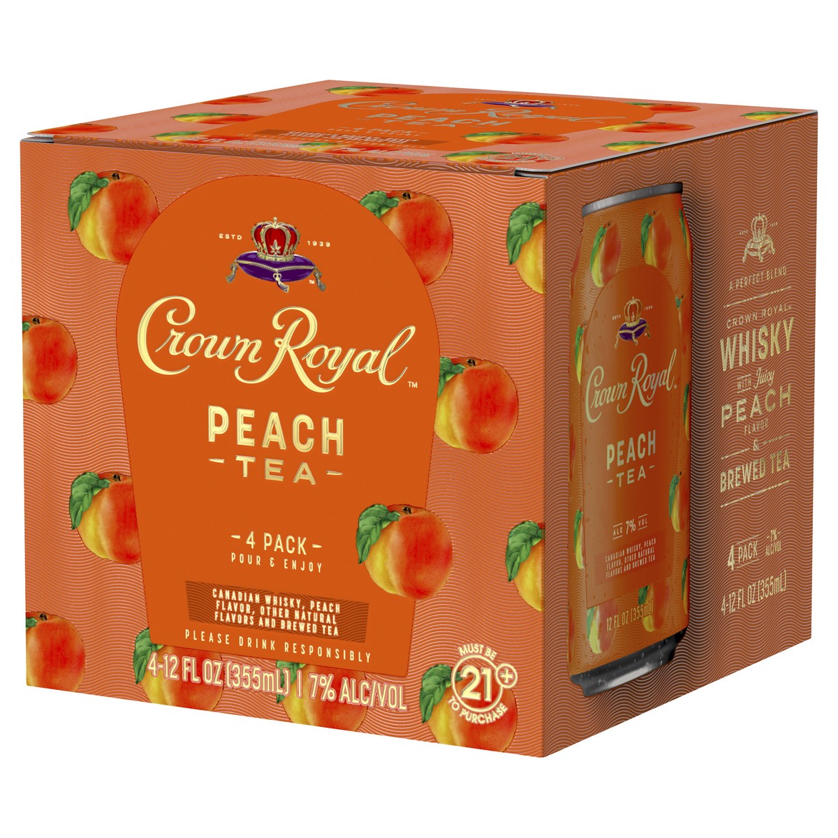 slide 1 of 7, Crown Royal Peach Tea, 355 ml