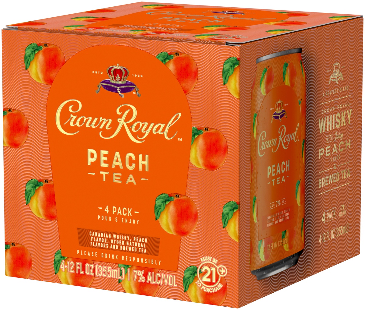 slide 3 of 7, Crown Royal Peach Tea, 355 ml