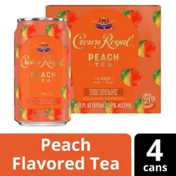 Crown Royal Peach Tea Canadian Whisky Cocktail, 4-Pack (4 x 12 fl oz)