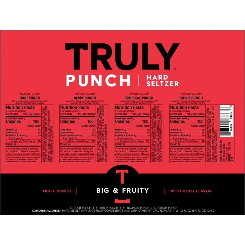 slide 11 of 15, TRULY Hard Seltzer Punch Variety Pack, Spiked & Sparkling Water, 12 ct; 12 fl oz