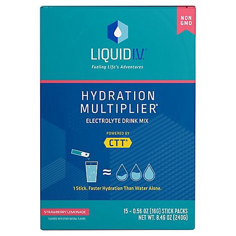 slide 1 of 1, Liquid Iv Strawberry Lemonade Hydration Multiplier - 15 Count, 15 ct