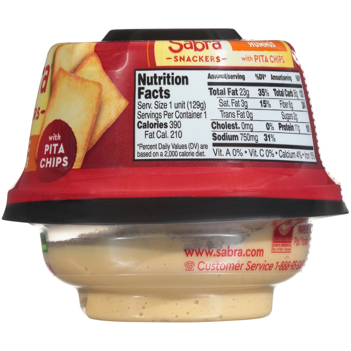 slide 5 of 10, Sabra Snackers Classic Hummus with Pita Chips 4.56 oz. Pack, 4.56 oz