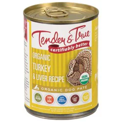 Tender & True Organic Turkey & Liver Recipe Dog Food Pate 12.5 oz