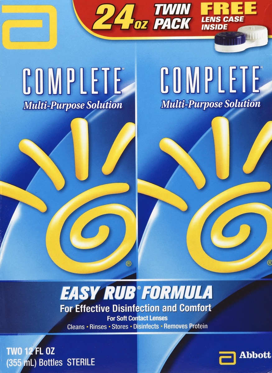 slide 4 of 5, Complete Multipurpose Easy Rub Formula Contact Lens Solution, 2 ct; 12 fl oz