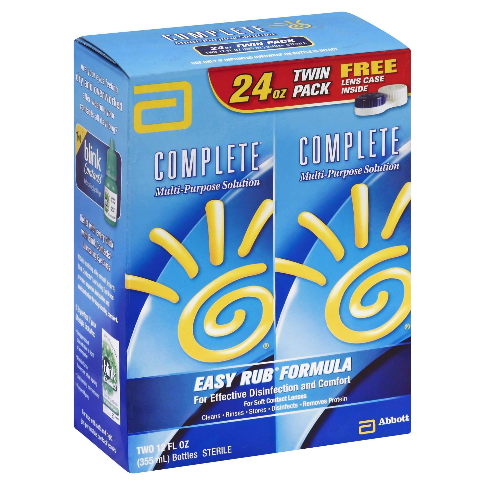 slide 1 of 5, Complete Multipurpose Easy Rub Formula Contact Lens Solution, 2 ct; 12 fl oz